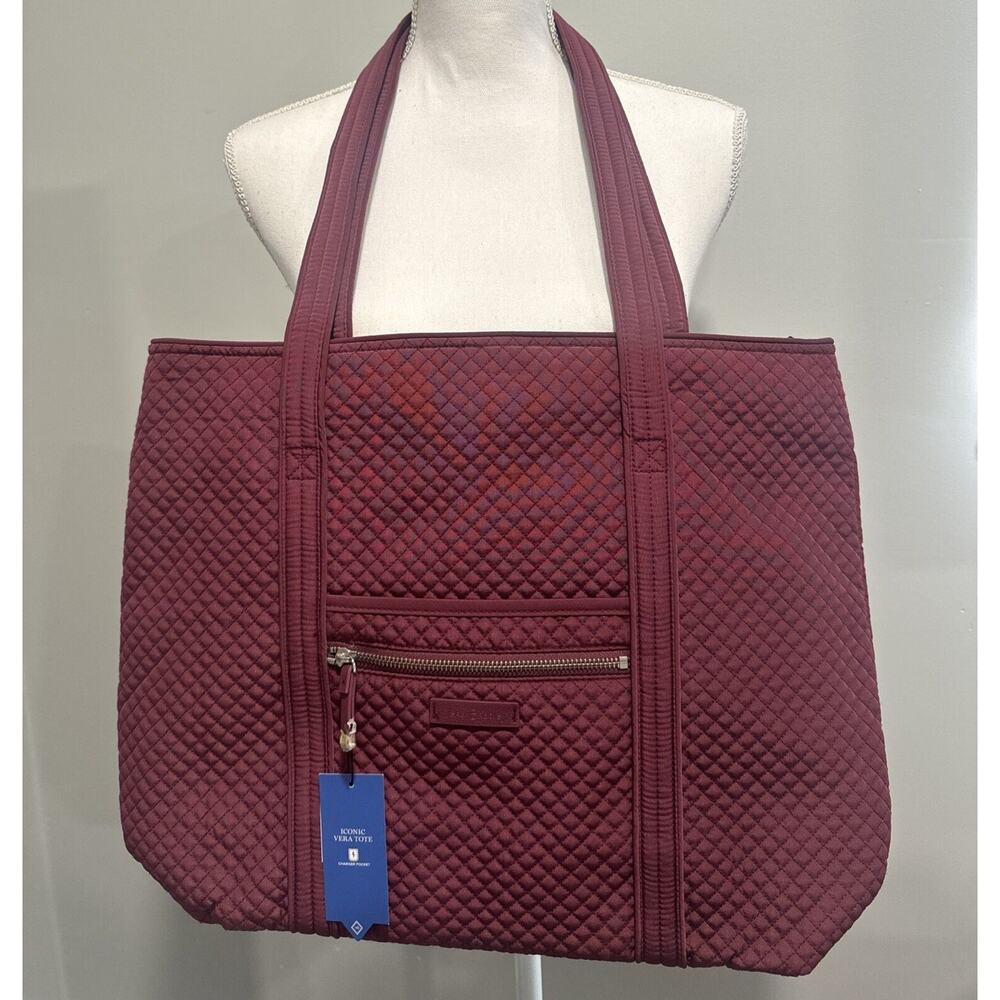 NWT Vera Bradley Large Iconic Vera Tote in Microfiber Hawthorn Rose
